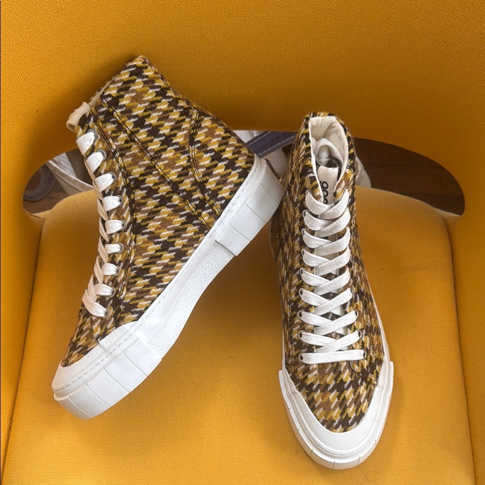 High-Top Houndstooth Sneakers